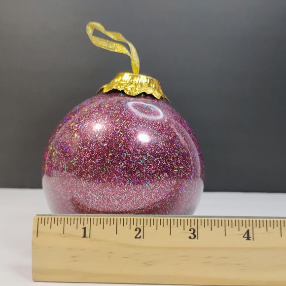 Vtg Purple Christmas Ball Tree Ornament Holographic Sparkle Shatter Resistant - Picture 6 of 7
